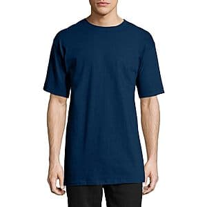 2-ct Hanes Men's Beefy-t Heavyweight Cotton Shirts: Red $4.20, Black $8.30, Navy $6.30