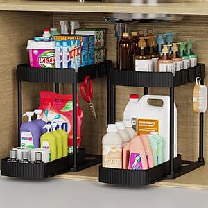 2-Pk 12.8" Ukeeptap Multi-Purpose Pull-Out Storage Organizers (Black) $9