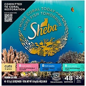 24-Count (48-Servings) Sheba Wet Cat Food (Variety Pack) $17.53 w/ S&S + Free Shipping w/ Prime or on $35+