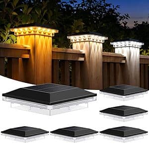 Prime: 6-Pk 4x4 Brightever Solar Post Cap Lights w/ 3 Lighting Modes (Black) $15 + Free S&H
