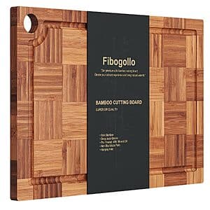 12" x 8" Fibogollo Bamboo End Grain Butcher Block Cutting Board $8