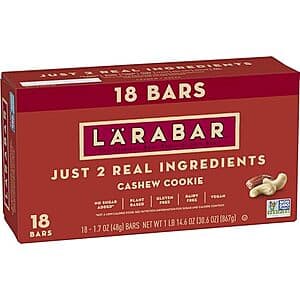 18-Pack 1.7-Oz Larabar Fruit & Nut Bars (Cashew Cookie) $9.70 w/ Subscribe & Save