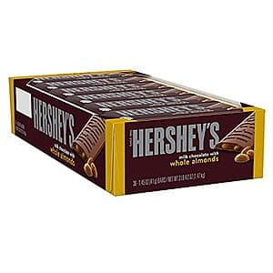 36-Count 1.45-Oz Hershey's Milk Chocolate w/ Whole Almonds Candy Bars $22.95