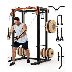 Prime Members: Garvee Power Cage Rack w/ Pulley System (2000-lbs Capacity) $248 + Free S&H
