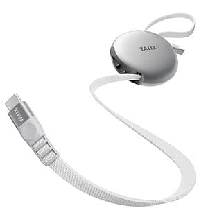 3.94' TALIX 240W Single-Pull Retractable USB-C to USB-C Flat Braided Cable $6