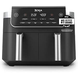 Ninja DualZone Air Fryer DZ801 in grey with 8-quart capacity and dual cooking basket design.
