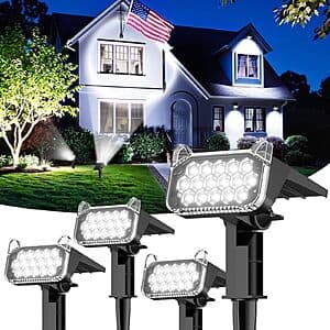 4-Pk TuyLuxe Outdoor Solar LED Spotlight Stake Lights $19.20