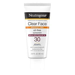 3-Oz Neutrogena Clear Face Sunscreen Lotion for Acne-Prone Skin (SPF 30) $2.40 w/ Subscribe & Save