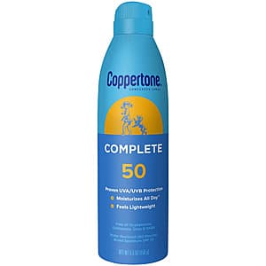 5.5oz Coppertone Complete SPF 50 Sunscreen Spray $5.75 + $4 Walmart Cash
