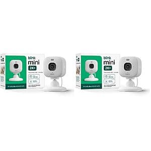 2-Pk. Blink Mini 2K+ Compact Plug-In 2K Security Cameras w/ Color Night Vision $31