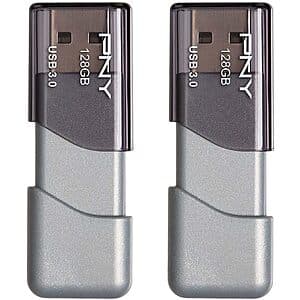 2-Pack 128GB PNY Turbo Attaché 3 USB 3.0 Flash Drives (Silver) $13