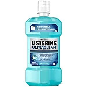 33.8-Oz Listerine Ultraclean Oral Care Antiseptic Mouthwash (Cool Mint) $3.55 w/ Subscribe & Save