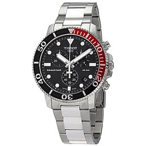 45mm Tissot Men's Seastar 1000 Chronograph Quartz Stainless Watch w/ Black Dial $299 + Free S/H