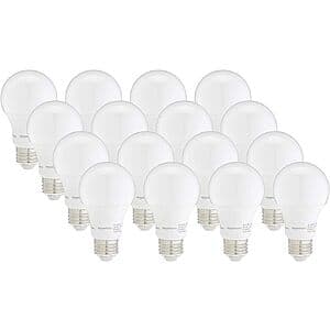 16-Pack Amazon Basics 60W Equivalent Soft White Dimmable A19 LED Light Bulbs $14.90