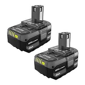 Select Home Depot Stores: 2-Pack RYOBI ONE+ 18V Lithium-Ion 4.0 Ah Batteries from $65.05 (In-Store Only)