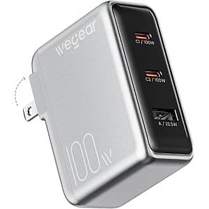3-Port wegear 100W GaN Slim USB-C Wall Charger w/ Foldable Plug $20 + Free S&H