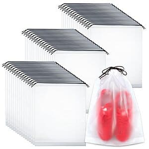 50-Pk Dntorx Drawstring Clear Shoe Bags for Travel (15.7" x 11.8") $7,50