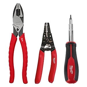 3-Piece Milwaukee Electrician's Screwdriver, Plier & Wire Stripper Hand Tool Kit $24.90 + Free Shipping