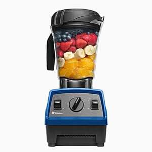 Vitamix E320 blender with black 64-ounce pitcher and control base featuring variable speed dial and pulse button.