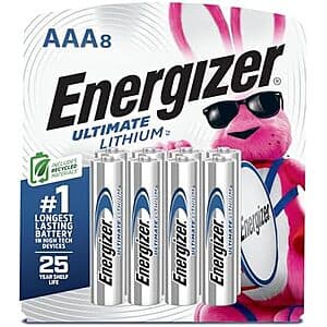 8-Ct Energizer Ultimate Lithium AAA Batteries $11.40 w/ S&S