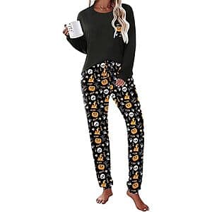 Ekouaer Women's Long-Sleeve Pocket Shirt Pajama Set (Various) $10