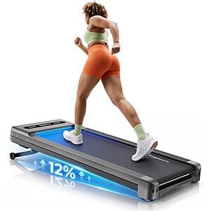 MERACH UltraWalk W60 walking pad treadmill with black frame, digital display, and controls positioned on top for easy access.