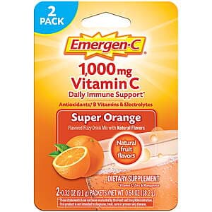 2-ct 0.32-oz Emergen-C 1000Mg Vitamin C Powder (Super Orange) + $2 Walmart Cash $1.50 or less