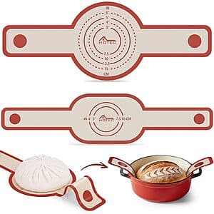 Two-piece silicone bread slings with 0.7MM thickness, designed for Dutch ovens.