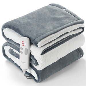 MaxKare 50" x 60" Machine Washable Electric Throw Blanket w/ 6 Heat Settings $24