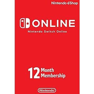 12-Months Nintendo Switch Online Individual Membership $13.20
