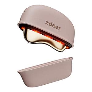 ZDEER GS5 electric heated gua sha tool in pink with brass facial massager head for red light and vibration therapy.