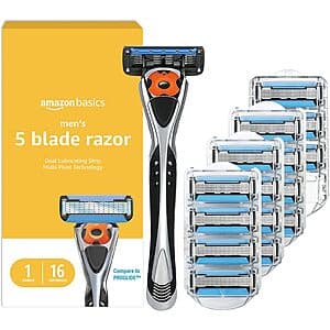 17-Piece Amazon Basics 5-Blade Men's Razor (Handle + 16 Cartridges) $14.20 w/ Subscribe & Save
