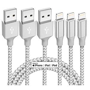 3-Pk 10' Bkayp MFi Certified Braided USB-A to Lightning Cable $3