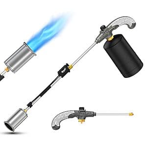 30" Koackl Propane Torch Weed Burner w/ Piezo Ignition & Adjustable Flame (Gray) $10
