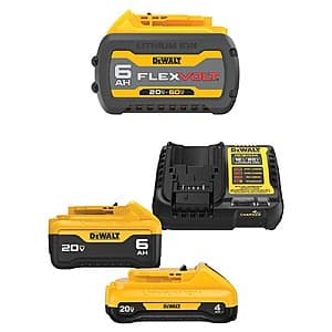 DEWALT FLEXVOLT 20V/60V MAX 6.0Ah Battery Pack + 20V MAX 6Ah & 4Ah Battery Kit $199 + Free S&H