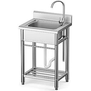 22" Worcest Stainless Steel Freestanding Single Bowl Garage Sink $160 + Free S&H