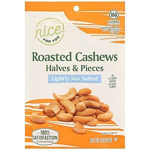 Nice! Brand Nuts: B1G1 Free Offer: 8oz. Nice! Roasted Cashews Halves & Pieces 2 for $6.55 & Many More + Pickup on $10+ Orders