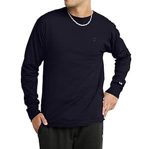 Champion Men's Classic Long Sleeve Comfortable Cotton T-Shirt (Black) $11.60