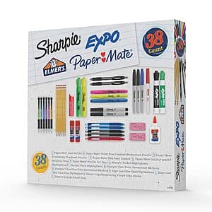 38-Pc School Supplies Variety Pack (Sharpie, Expo, Paper Mate & More) $12.35