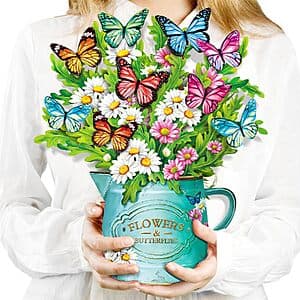 12" Airpark 3D Paper Pop Up Flower Bouquet Card w/ Note Card & Envelope $3.90
