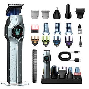 TrimX IPX7 Waterproof Cordless Beard Trimmer w/ Magnetic Snap-on Heads $15.50