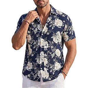 GIANZEN Men's Hawaiian Floral Button-Down Shirt (Various Colors/Prints) $7.50