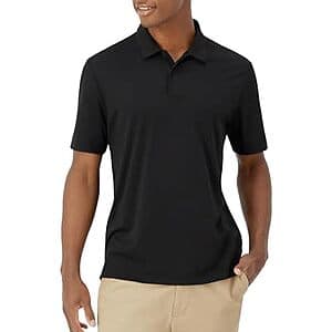 Hanes Moves Performance Men's Moisture-Wicking Short Sleeve Polo Shirt (Black) $7.25