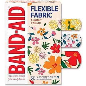 Select Accts: 30-Ct Band-Aid Brand Flexible Fabric Adhesive Bandages (Wildflower) $1.80 w/ S&S