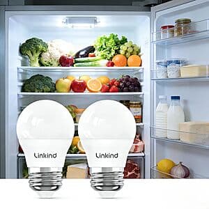 2-Pk Linkind A15 E26 LED Refrigerator Light Bulbs (5W 600LM Daylight) $5