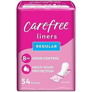 Select Amazon Accounts: 54-Count Carefree Panty Liners (Regular) $2.50 w/ Subscribe & Save
