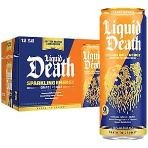Select Accts: 12-Pk 12-oz Liquid Death Sparkling Energy Drink (Orange Horror) $13.20 w/ S&S