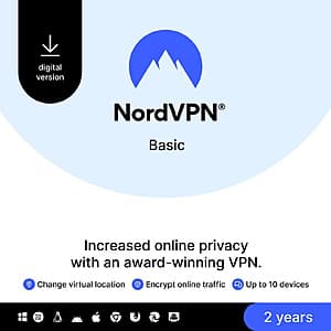 2-Year NordVPN Basic Premium VPN Service (10-Devices) $50