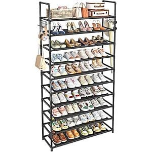 10-Tier 68.5" x 33.5" Simple Trending Shoe Rack Storage (Black) $16