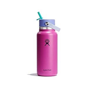 32oz Hydro Flask Insulated Wide Mouth Water Bottle w/ Flex Straw Lid (Holiday Punch) $20 & More + Free S/H w/ Prime